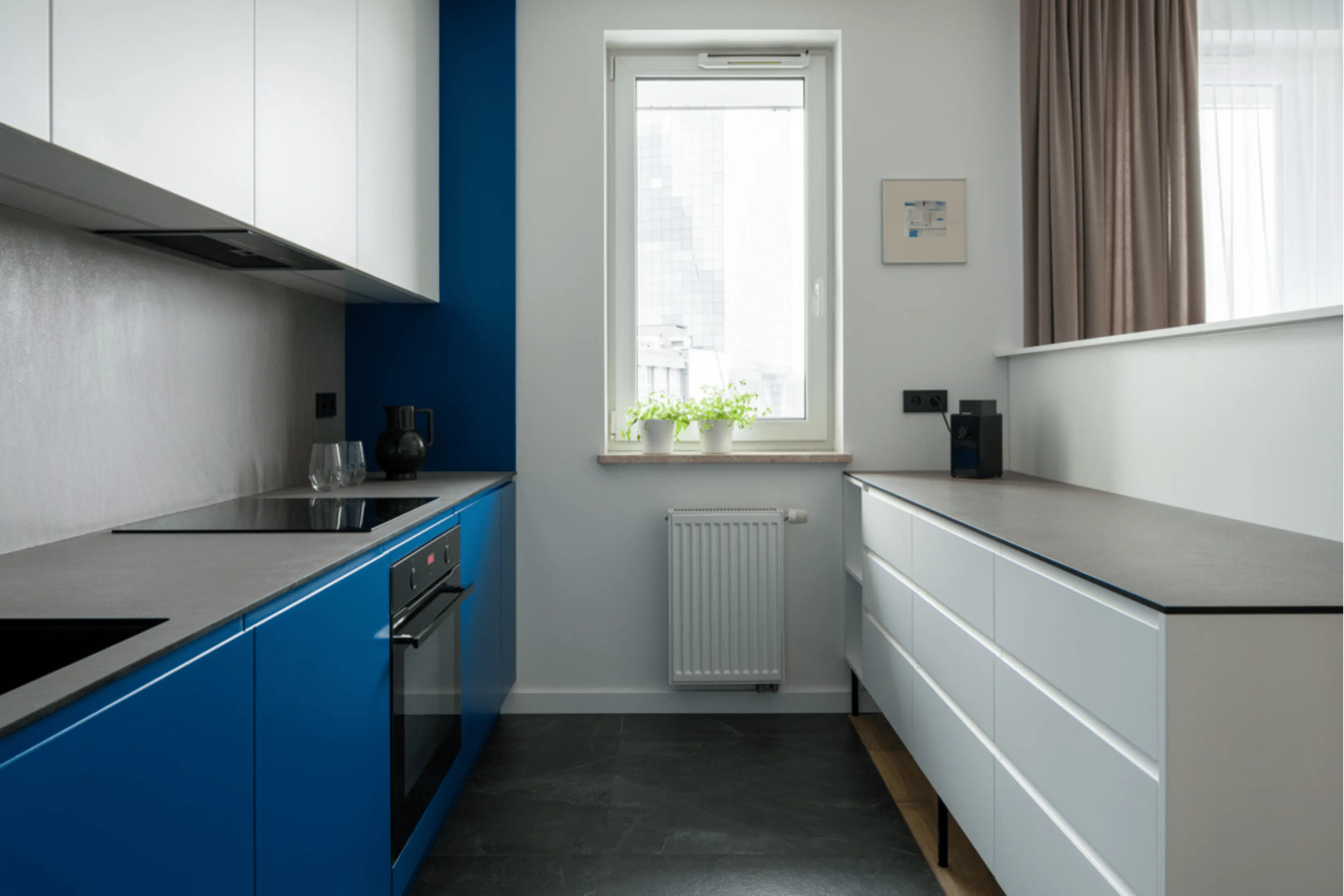 Small Radiator In Stylish Kitchen